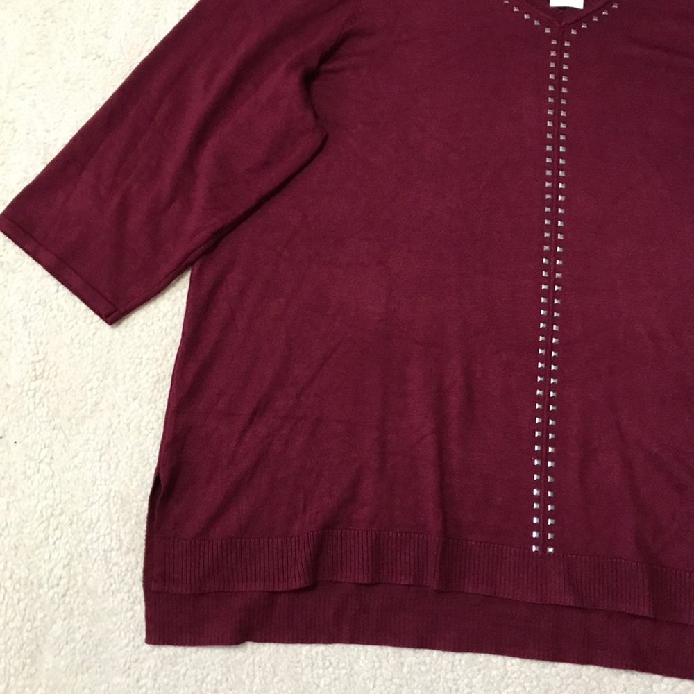 Roz & Ali Knit Top Studded Stretchy Size 3X - Picture 3 of 13